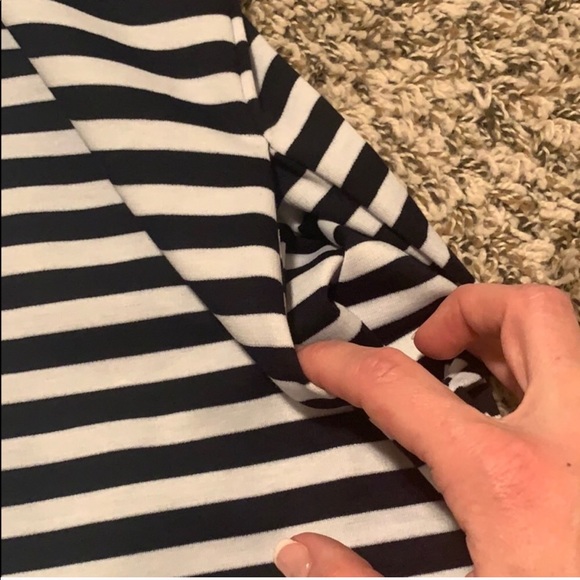 NWT Suede Shoulder Navy Striped Dress Size S - Picture 8 of 8